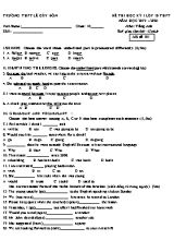 Đề thi học kỳ I môn Tiếng Anh Lớp 10 - Mã đề 101 - Năm học 2019-2020 - Trường THPT Lê Quý Đôn (Có đáp án)